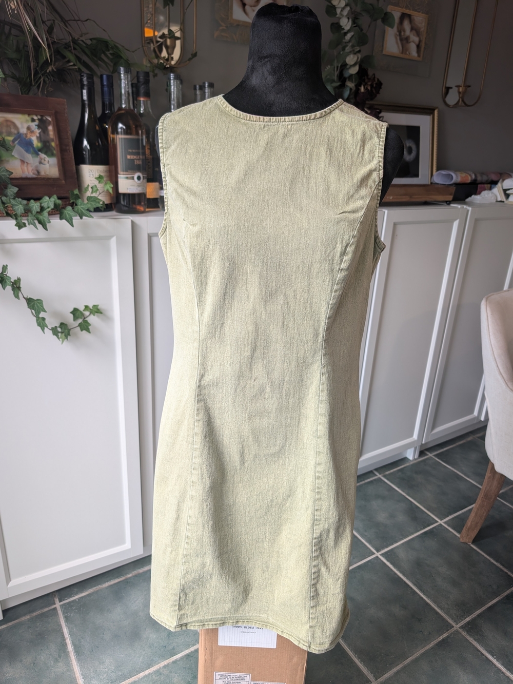 Sleeveless Light Olive Green Shift Dress
